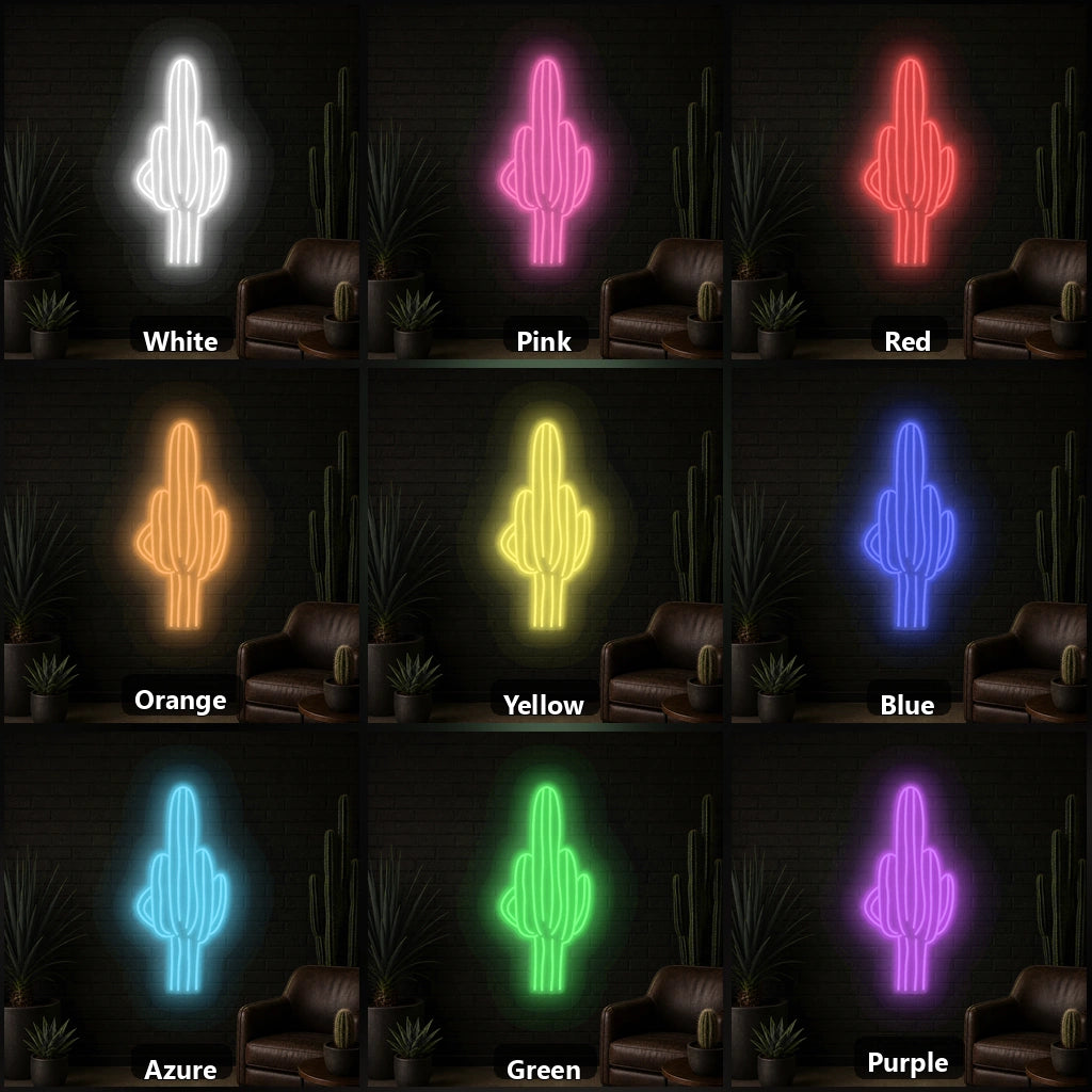 Tall Saguaro Cactus Vintage LED Neon Sign color grid