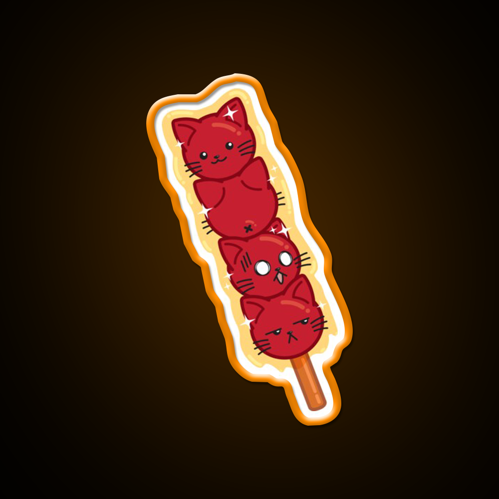 Tanghulu Cats Led Neon Sign Chinese Food Rgb Color