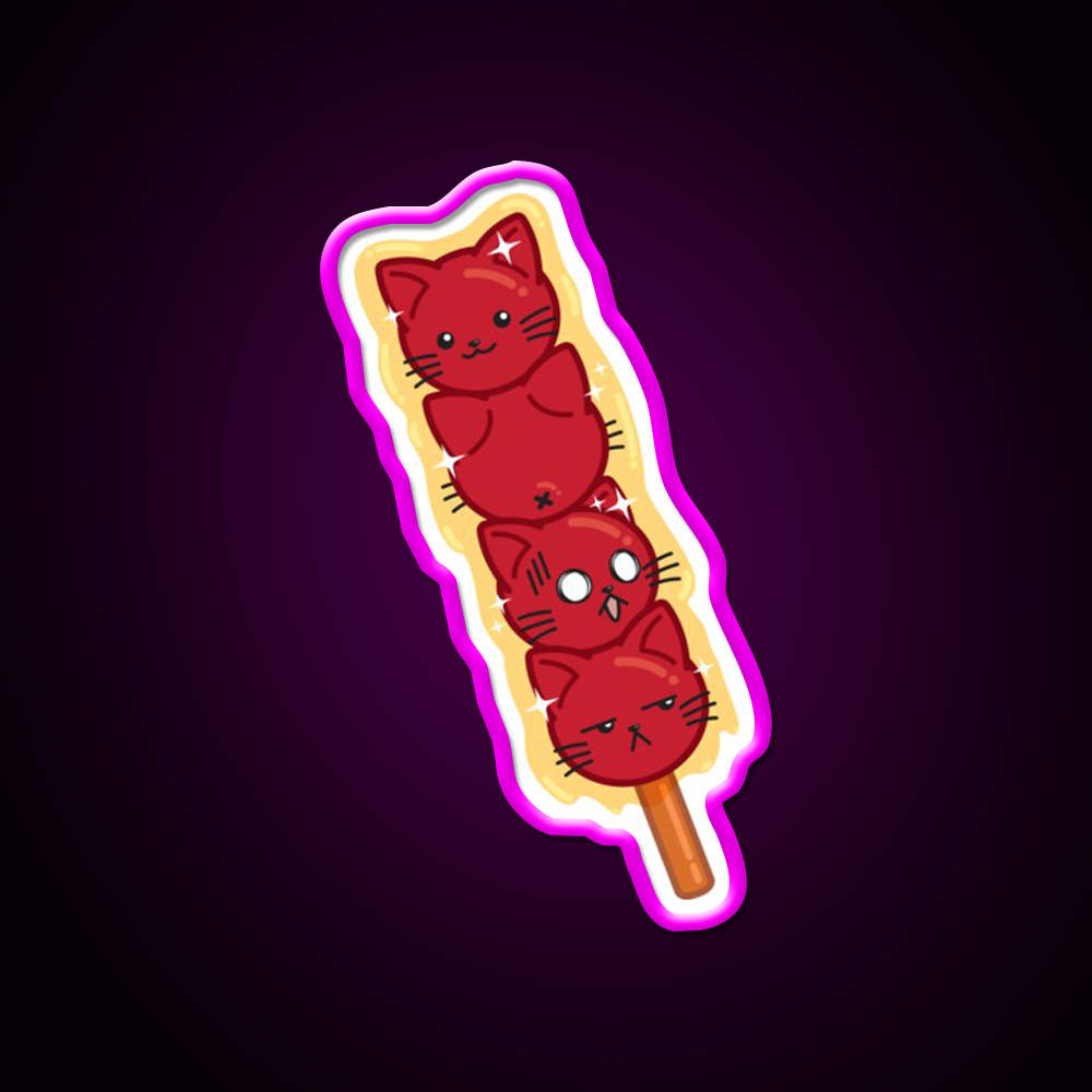 Tanghulu Cats Led Neon Sign Chinese Food Rgb Color