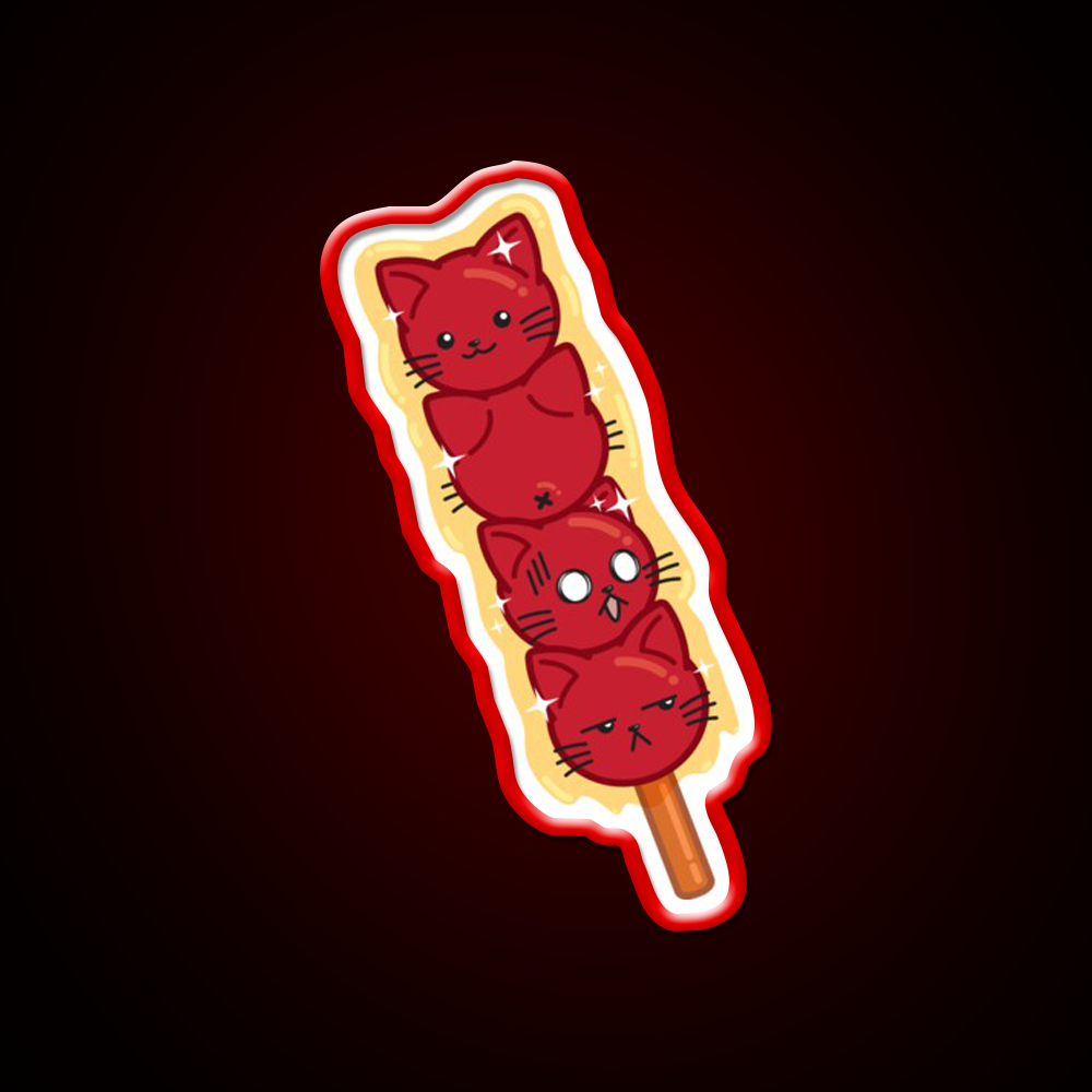 Tanghulu Cats Led Neon Sign Chinese Food Rgb Color