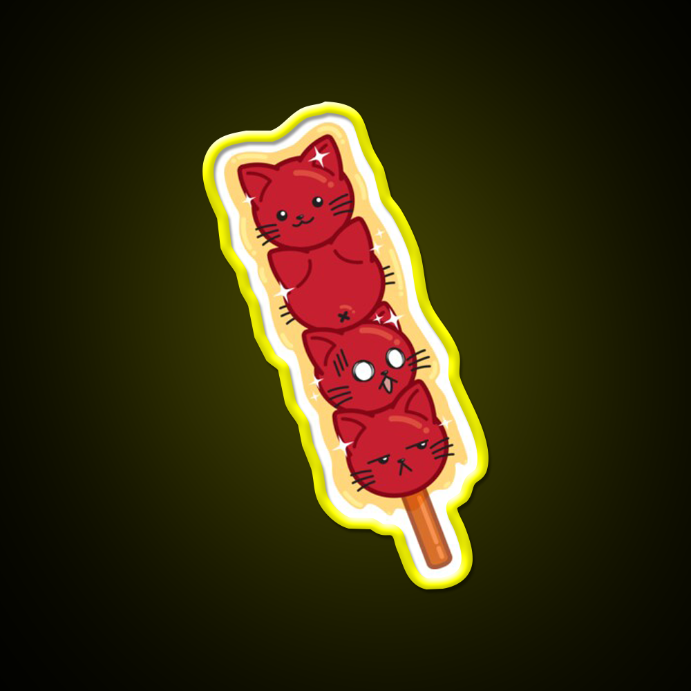 Tanghulu Cats Led Neon Sign Chinese Food Rgb Color