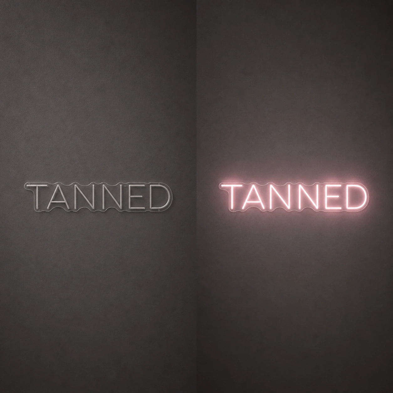 Tanned LED Neon Sign Garage Man Cave Neon Sign day and night comparison