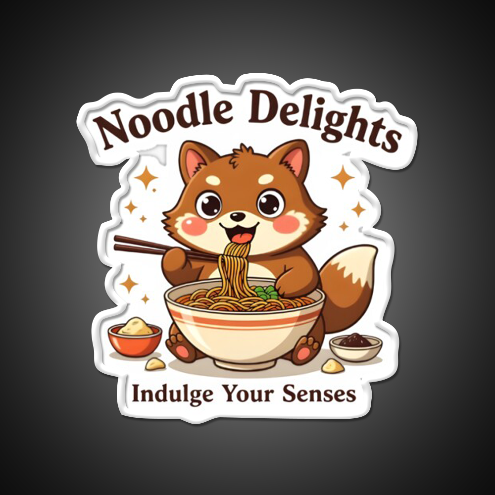 Tanuki Enjoying A Chocolate Soba Noodle Bowl Led Neon Sign Chinese Food Rgb Color - LED neon sign view 11