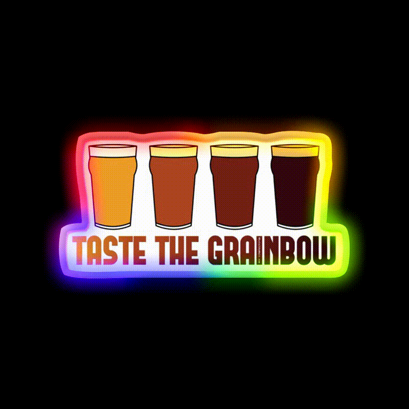 Taste The Grainbow Beer Bar Decor Led Neon Sign Rgb Color - LED neon sign close-up detail