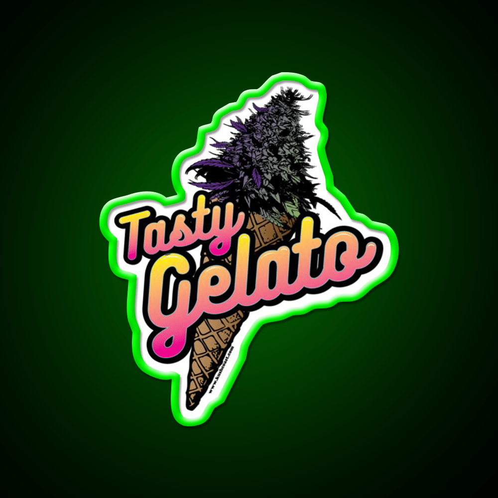 Tasty Gelato Strain Art Hemp Inspired Green Leaf Led Neon Sign Rgb Color - Shineneon