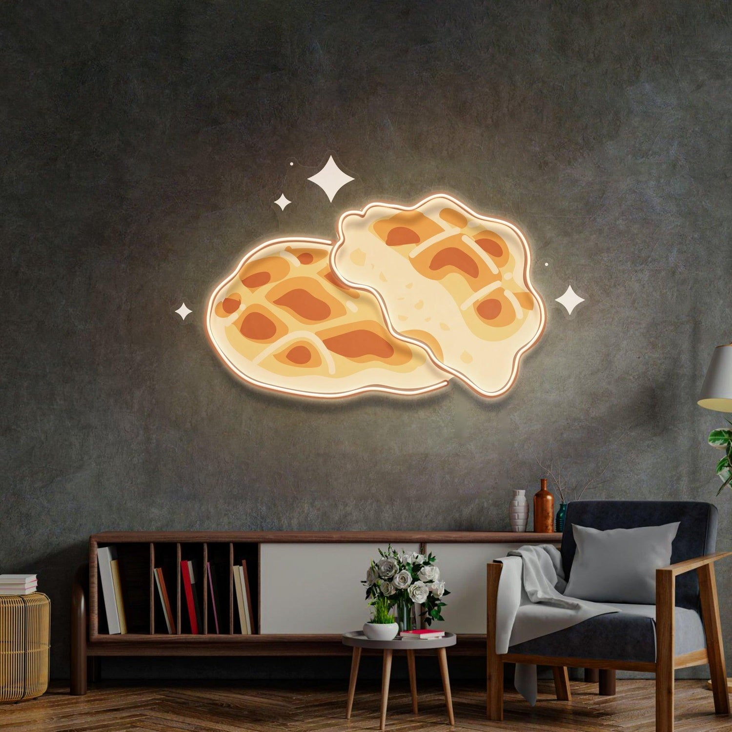 Tasty Waffle Cartoon Uv Printed Led Neon Sign For Cozy Home Living Room Decor | Shineneon