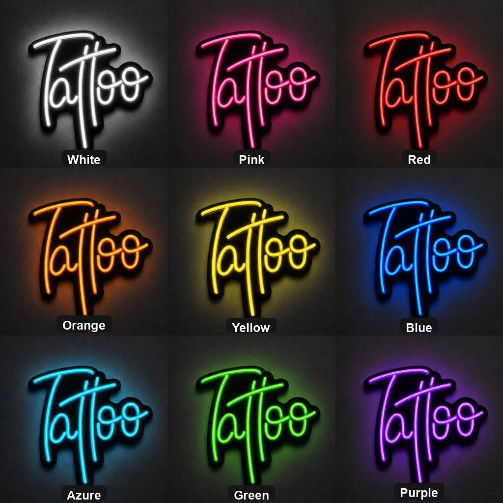 Tattoo LED Neon Sign Garage Man Cave Neon Sign color grid