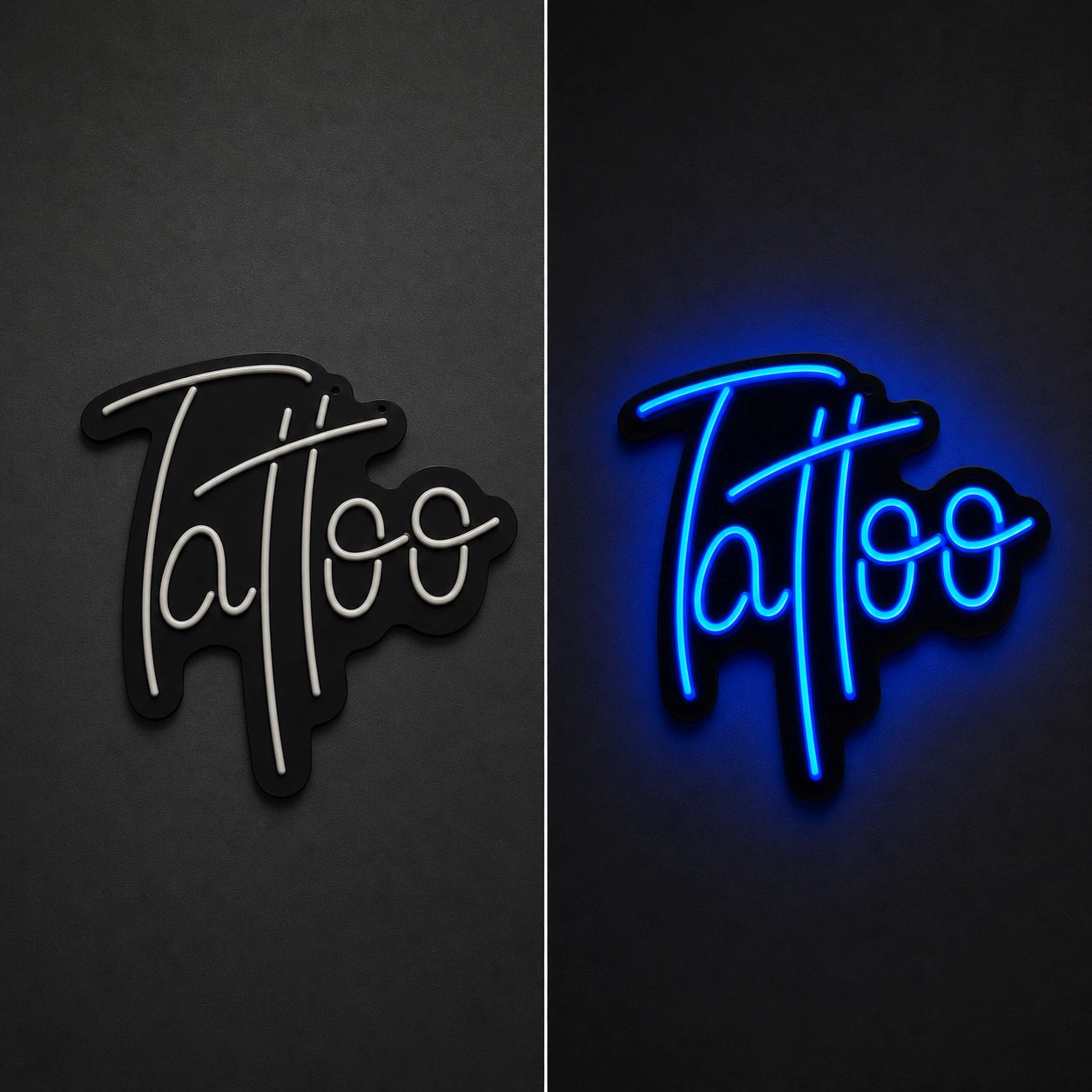 Tattoo LED Neon Sign Garage Man Cave Neon Sign day and night comparison