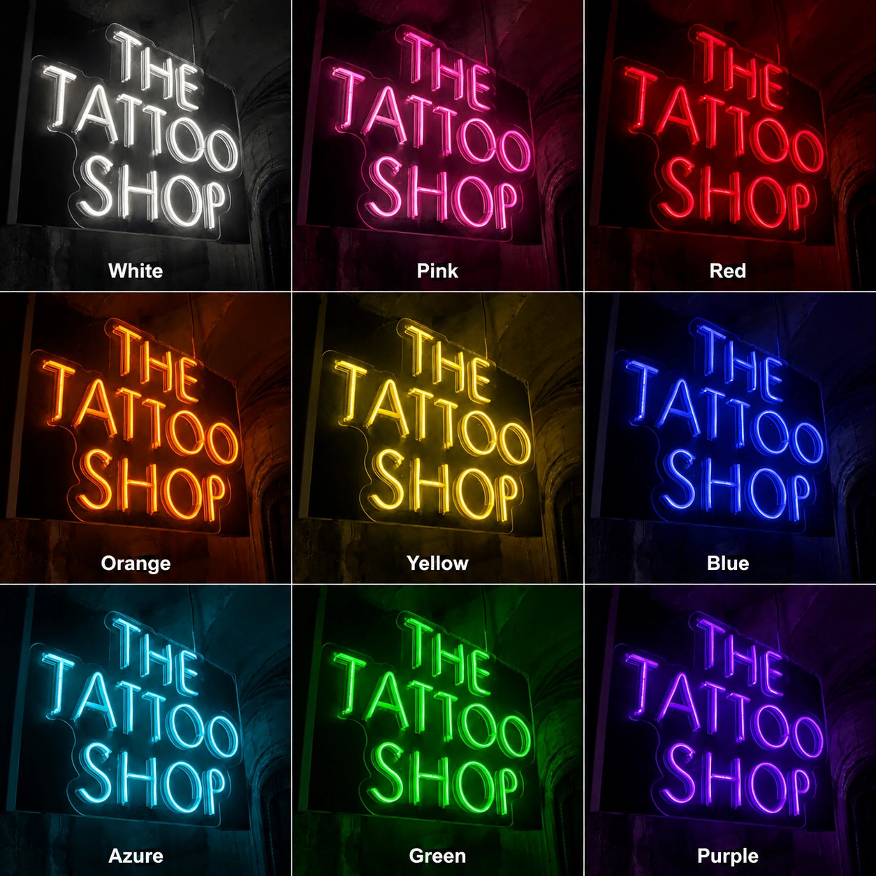 Tattoo Shop Wall Neon Sign LED Neon Sign color grid