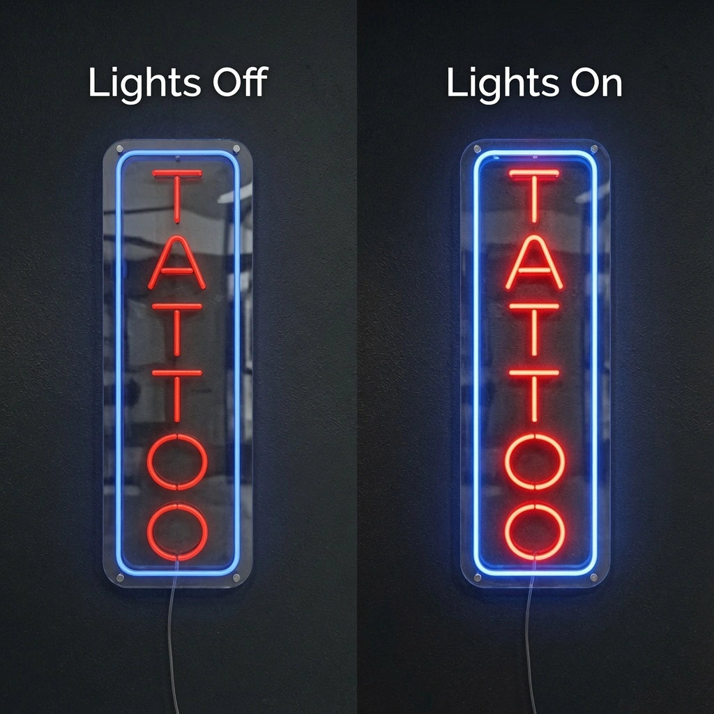Tattoo Wall Decor LED Neon Sign - 06 Day Night Comparison