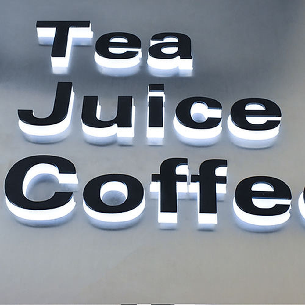 Tea Juice Coffee With Panel 3D Backlit Channel Letters Led Light Sign