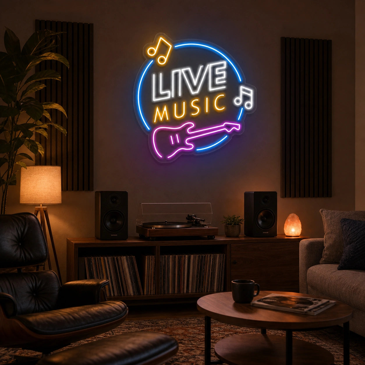 Tea Music Fake Eat One Est LED Neon Sign Garage Man Cave Neon Sign real lifestyle scene