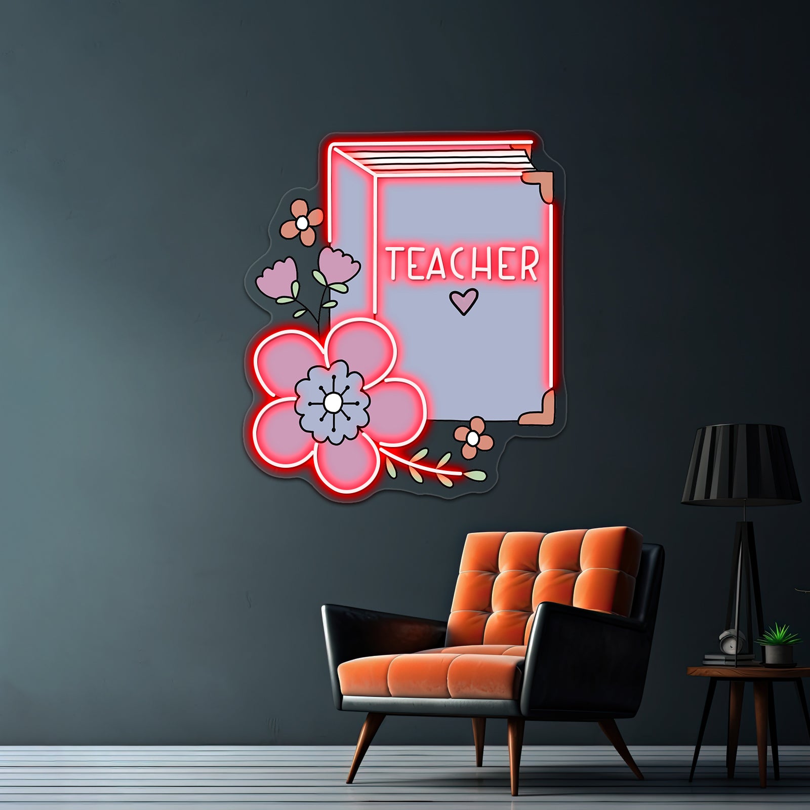 Teacher Floral Book Neon Sign Artwork For Bar Neon Signs | Shineneon
