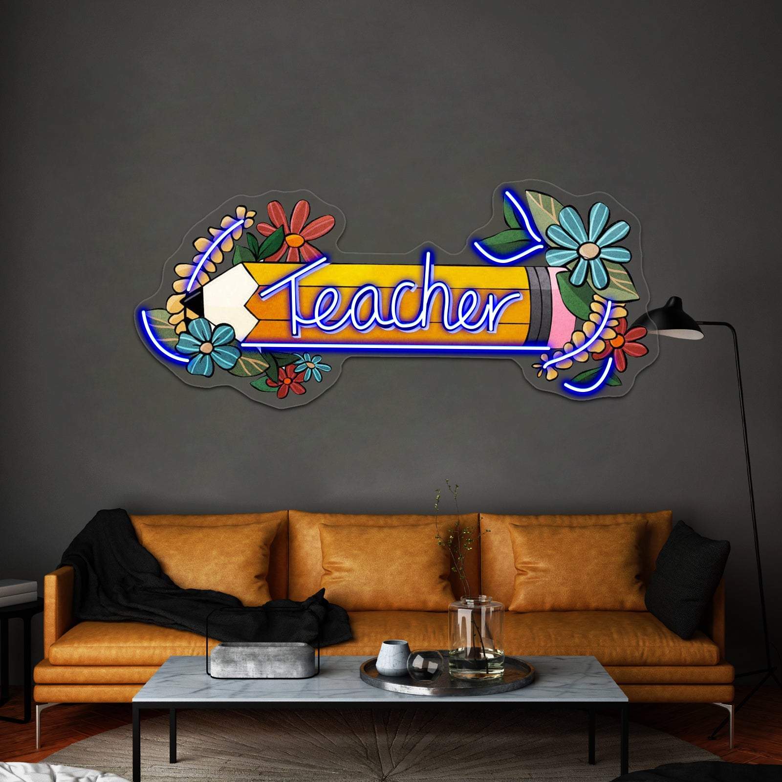 Teacher Floral Pencil Neon Sign Artwork For Wedding Signs | Shineneon