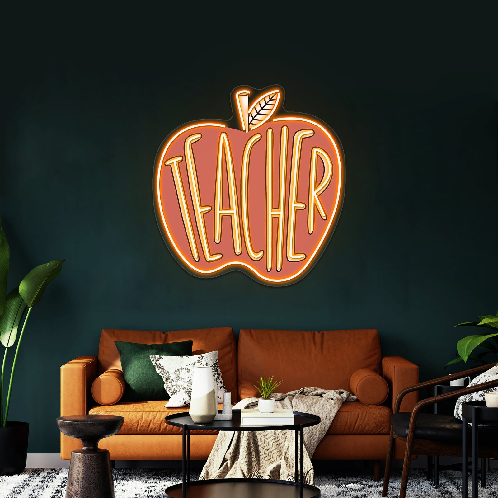 Teacher Red Apple Neon Sign Artwork For Led Signs For Room | Shineneon