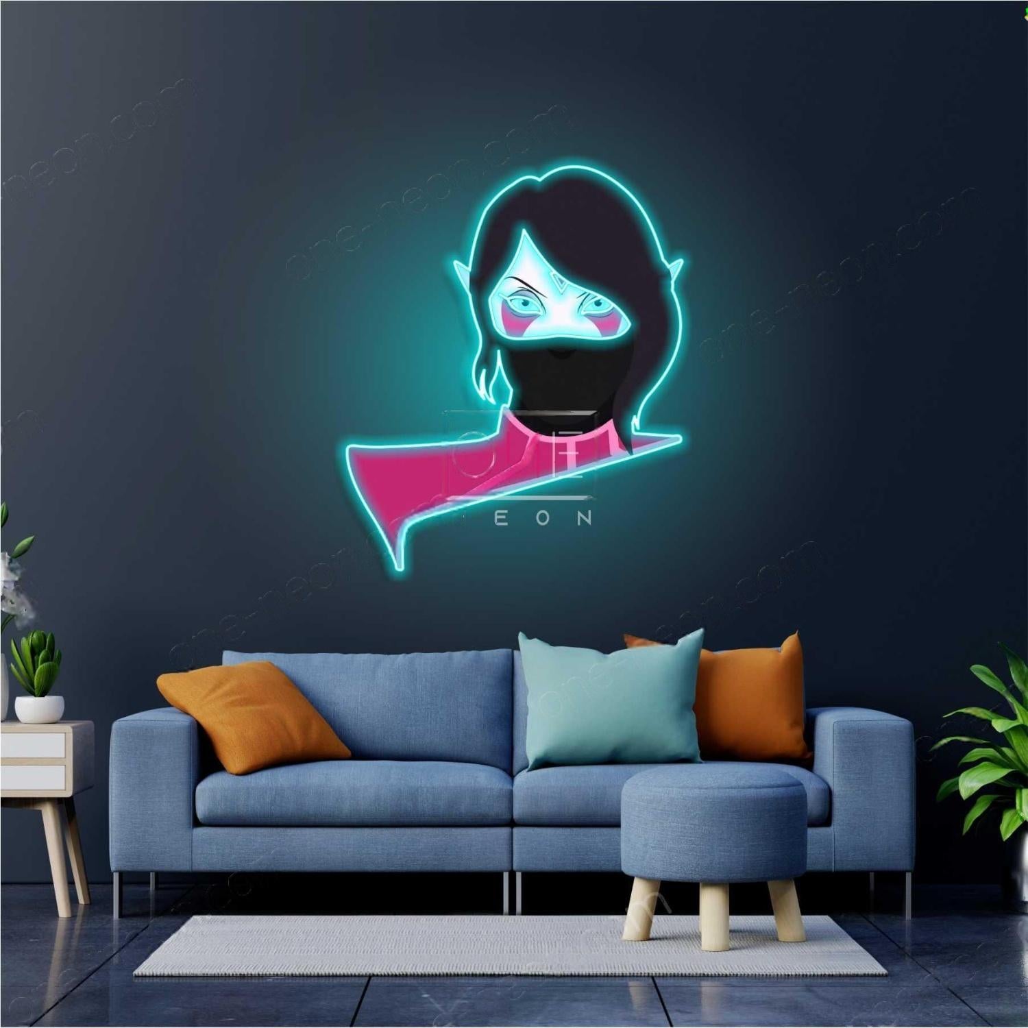 Teal And Pink Dota 2 Templar Assassin Led Neon Sign For Gaming Room Wall Art | Shineneon
