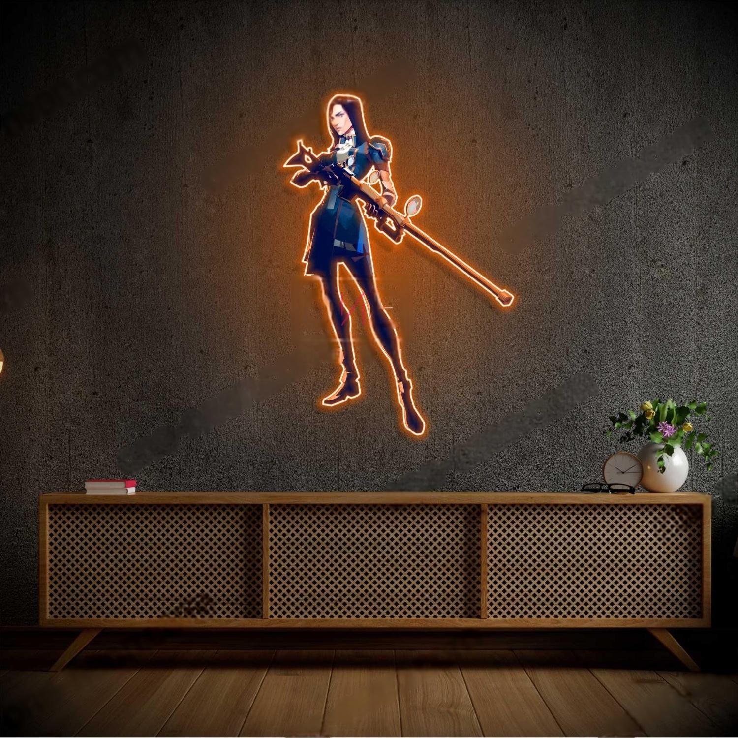 Teal Anime Caitlyn Lol Led Neon Sign For Gaming Room Decor | Shineneon