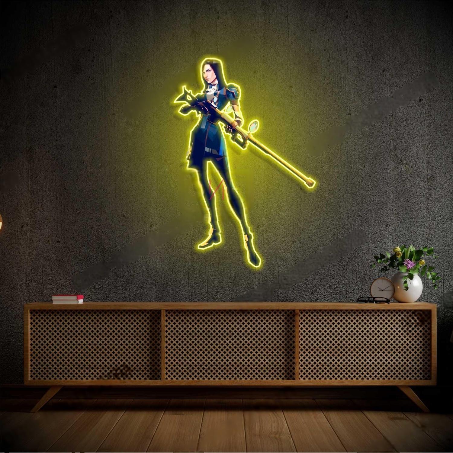 Teal Anime Caitlyn Lol Led Neon Sign For Gaming Room Decor | Shineneon