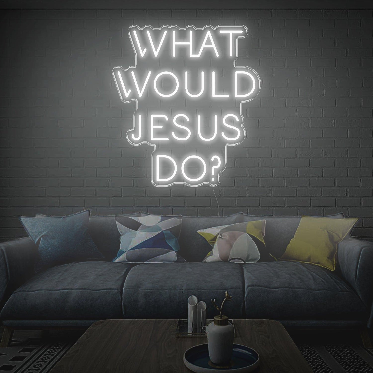 Teal Blue What Would Jesus Do Led Neon Sign For Modern Home Decor | Shineneon