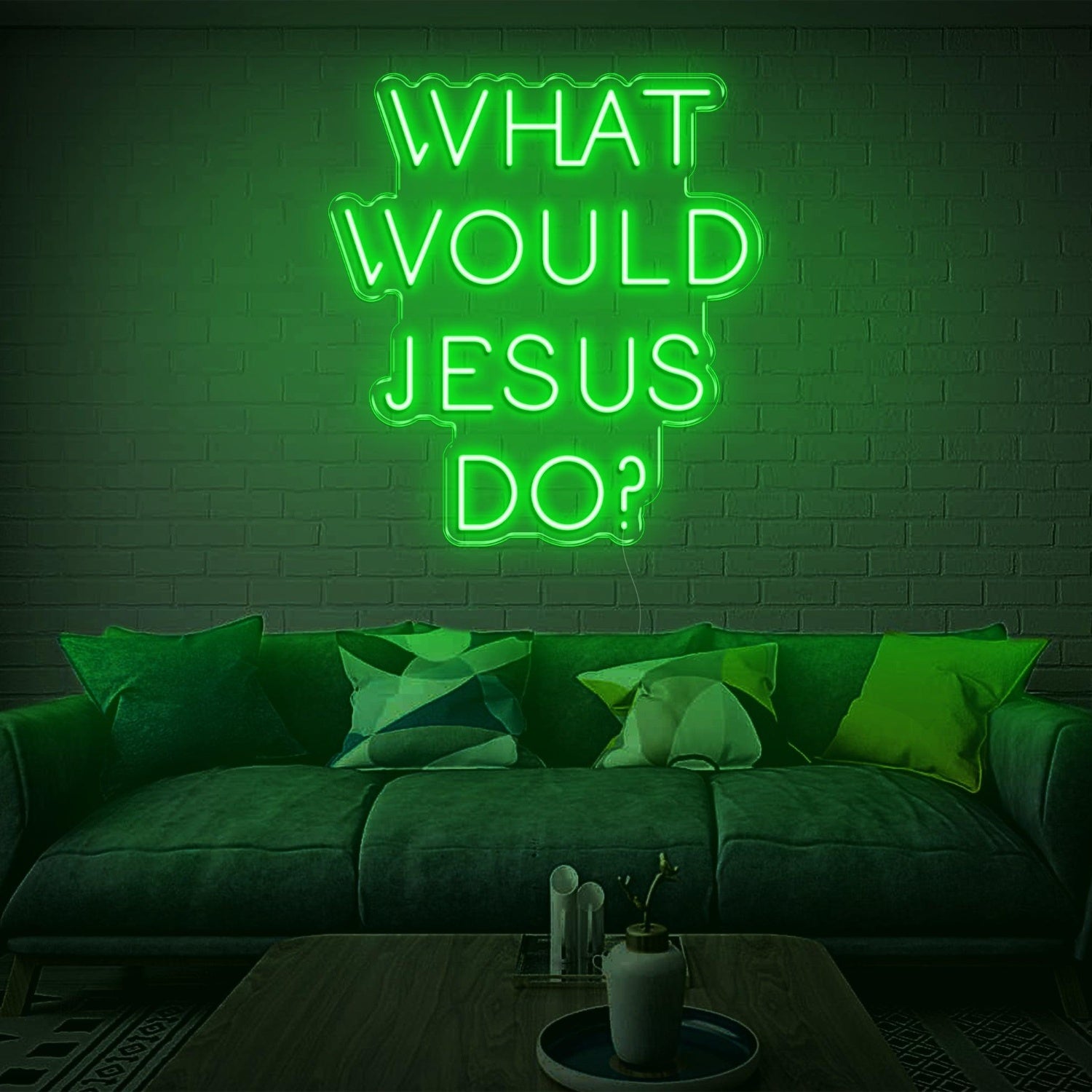 Teal Blue What Would Jesus Do Led Neon Sign For Modern Home Decor | Shineneon