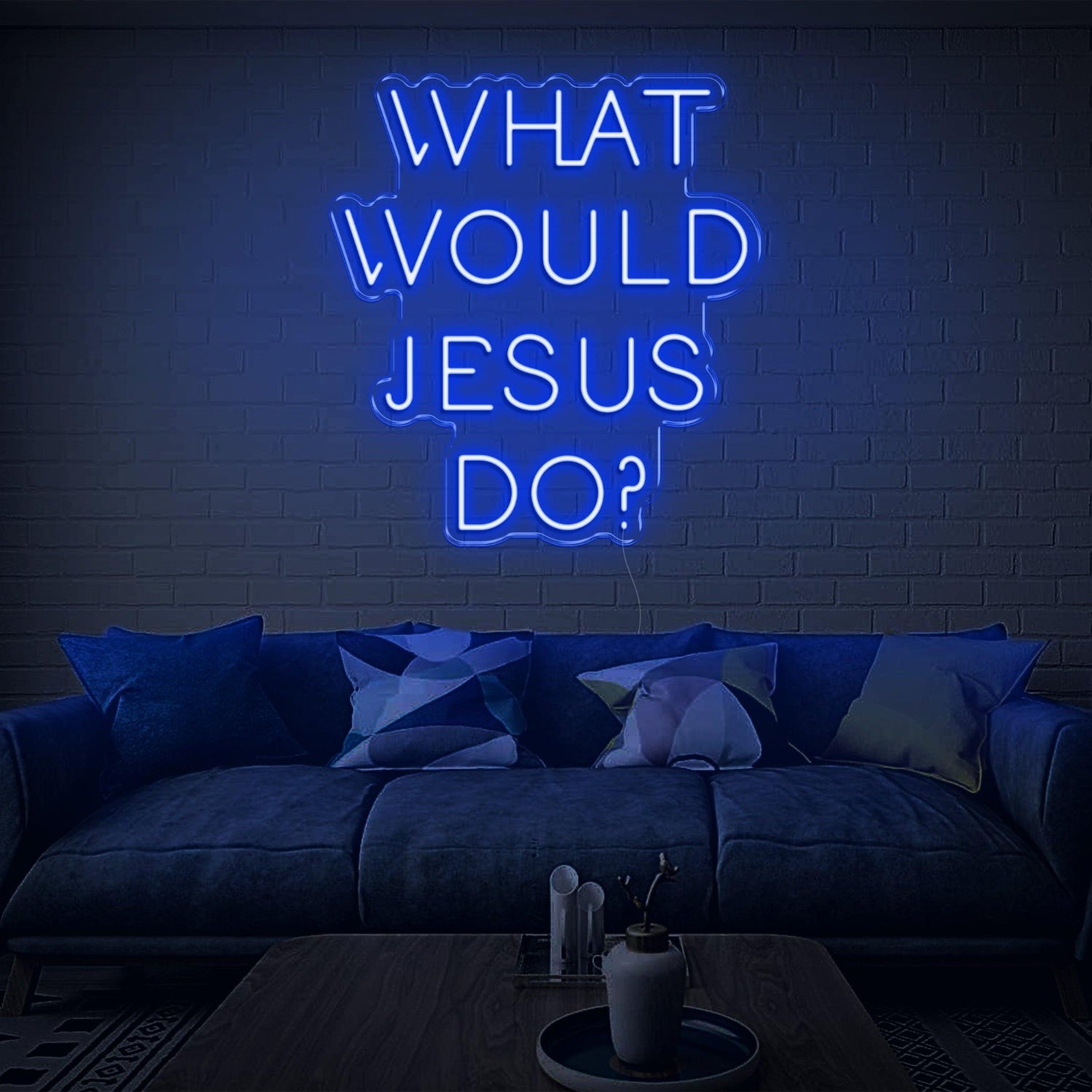 Teal Blue What Would Jesus Do Led Neon Sign For Modern Home Decor | Shineneon