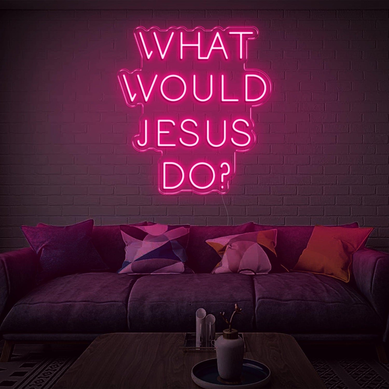 Teal Blue What Would Jesus Do Led Neon Sign For Modern Home Decor | Shineneon
