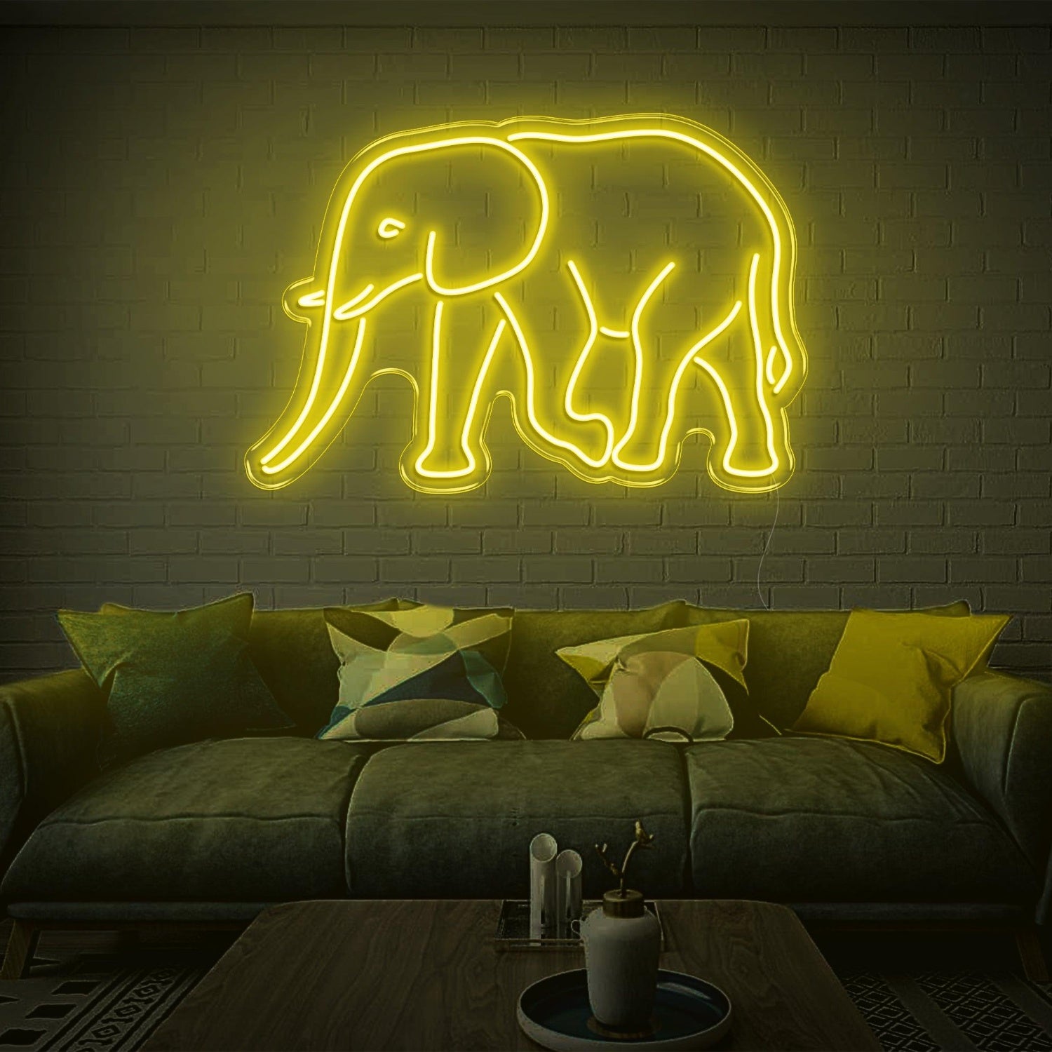 Teal Elephant Led Neon Sign For Living Room Wall Art | Shineneon
