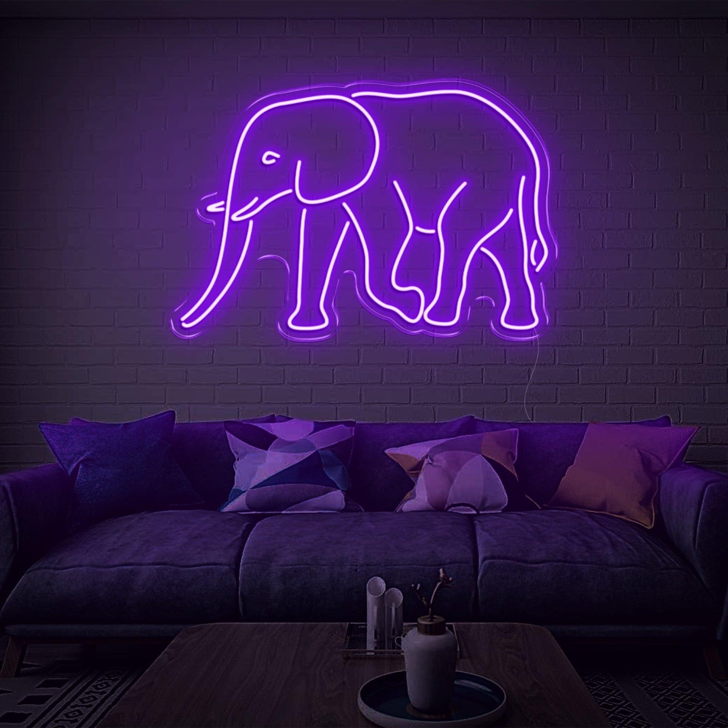 Teal Elephant Led Neon Sign For Living Room Wall Art | Shineneon