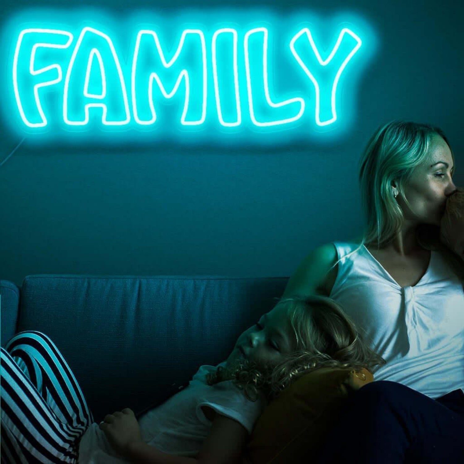 Teal Family Led Neon Sign For Modern Home Decor | Shineneon