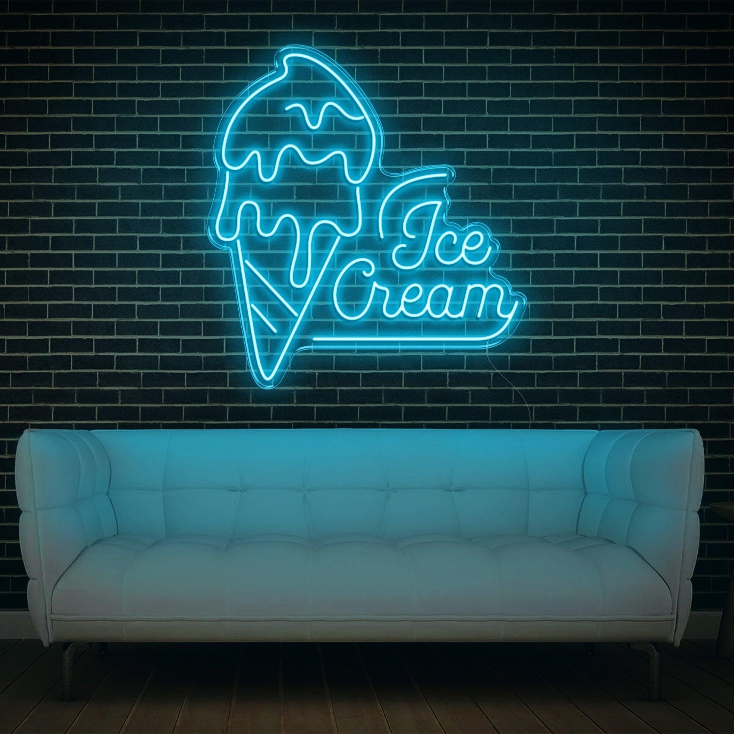 Teal Ice Cream Artwork Led Neon Sign For Cafe Home Decor | Shineneon