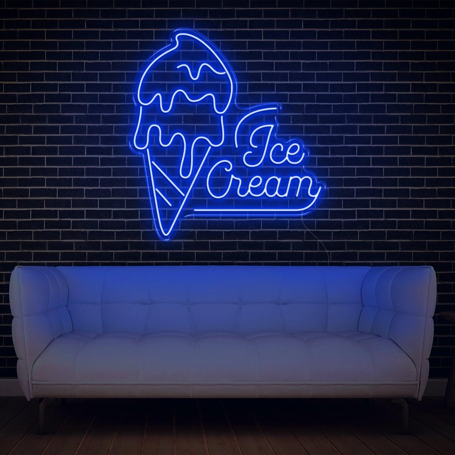 Teal Ice Cream Artwork Led Neon Sign For Cafe Home Decor | Shineneon