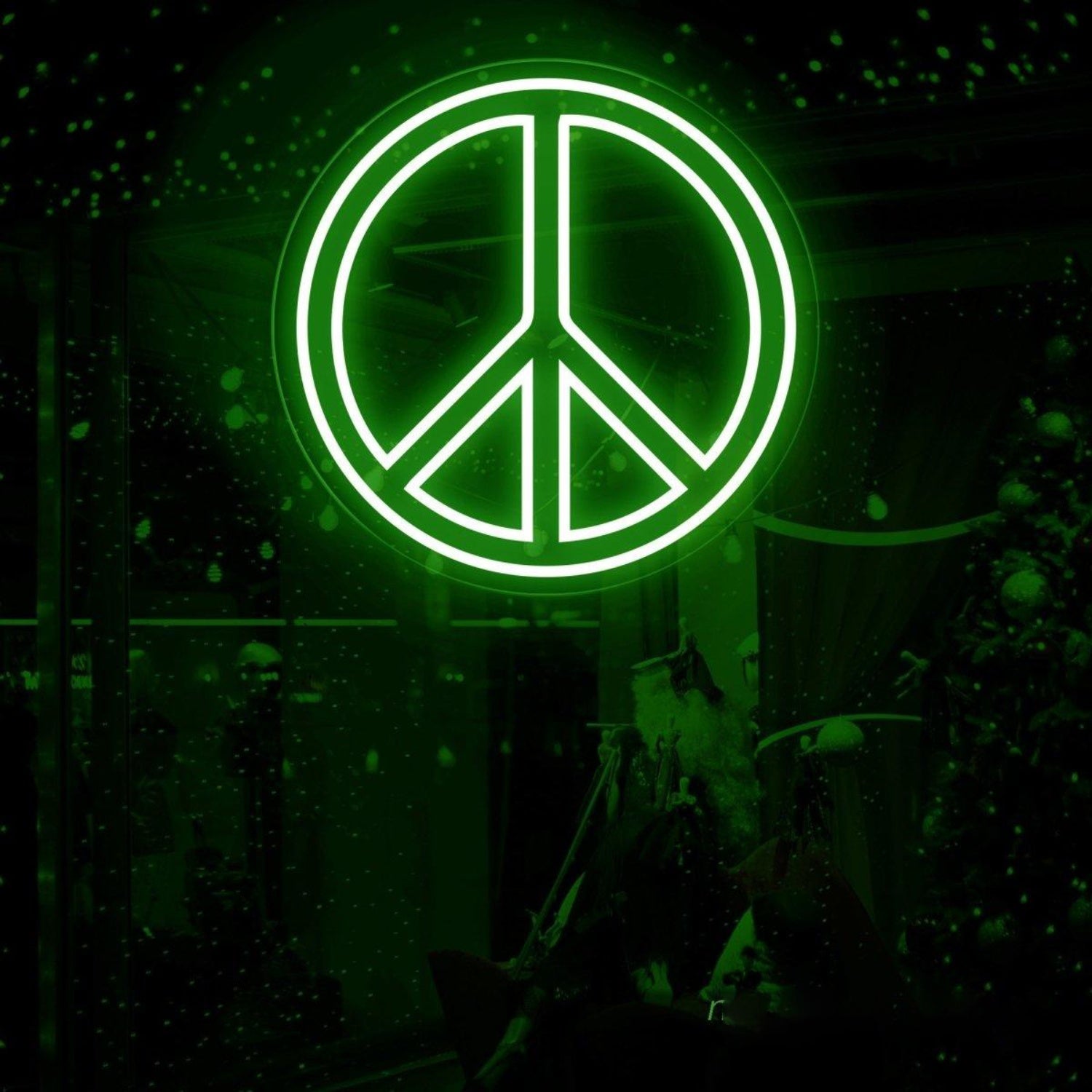 Teal Peace Symbol Led Neon Sign For Modern Cafe Bar Decor | Shineneon