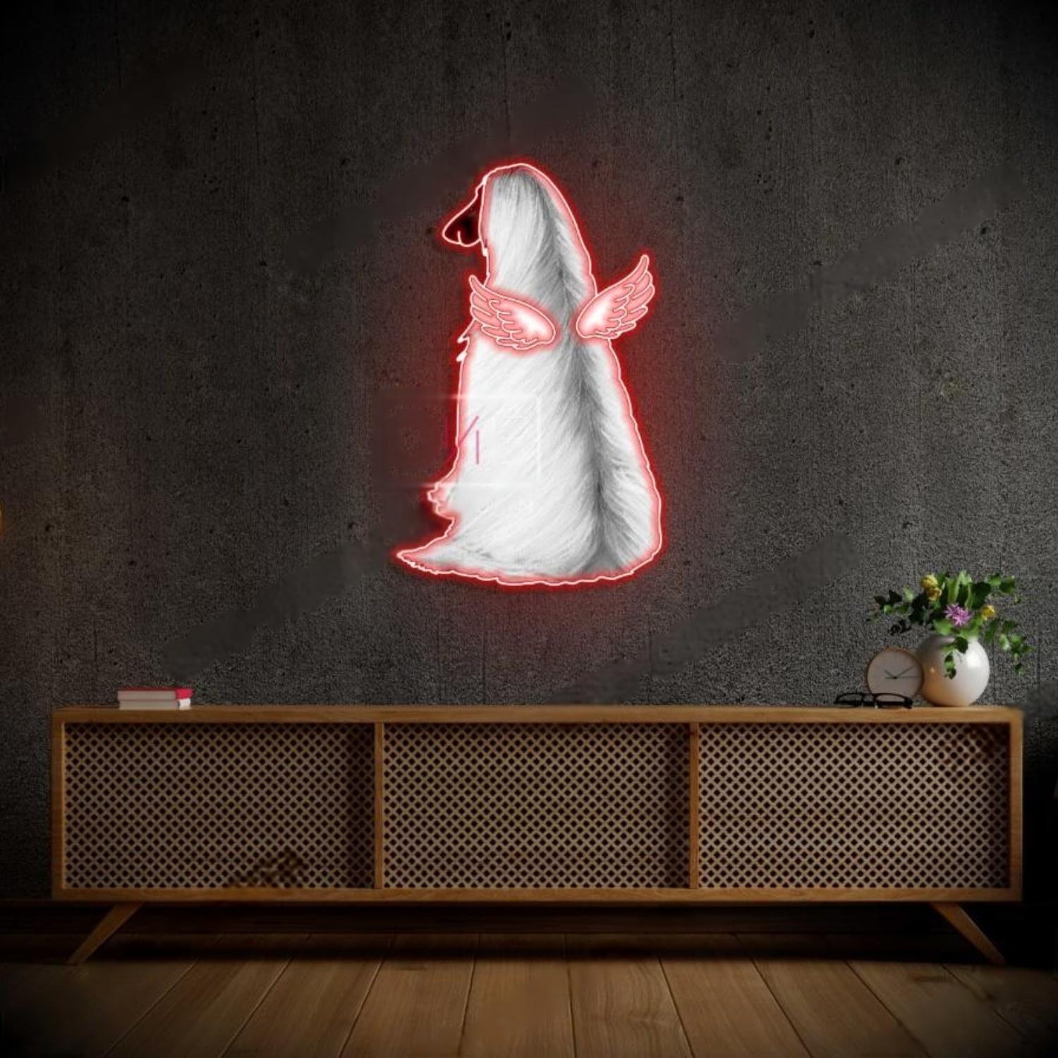 Teal Winged Afghan Hound Led Neon Sign For Cozy Home Decor | Shineneon