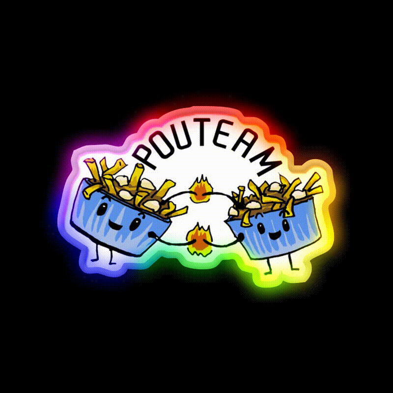 Team Poutine Snack Food Led Neon Sign Rgb Color - LED neon sign close-up detail
