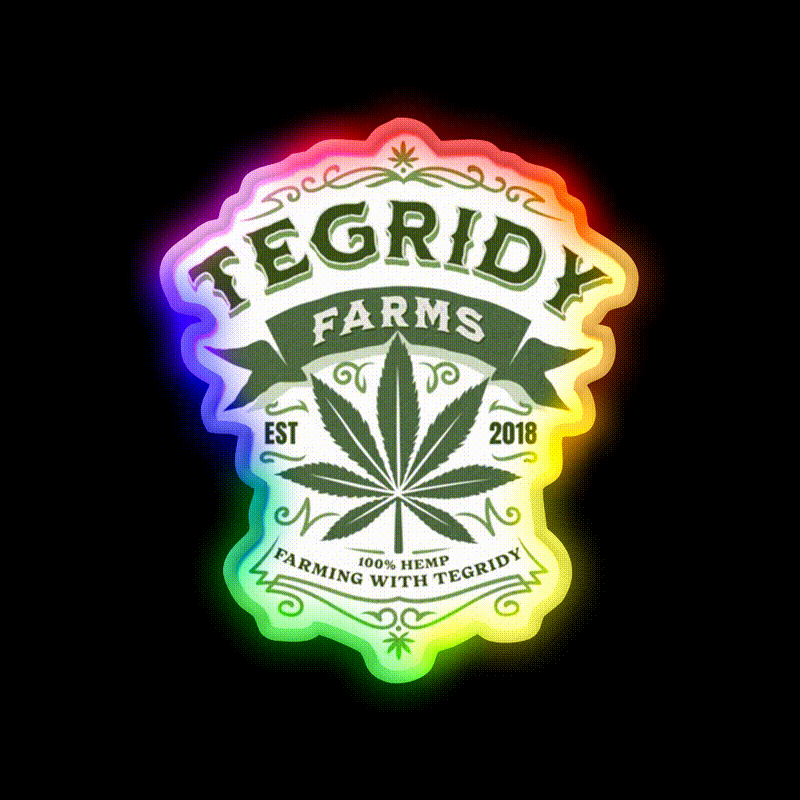 Tegridy Farms Essential Neon Sign Hemp Inspired Green Leaf Led Neon Sign Rgb Color - LED neon sign close-up detail