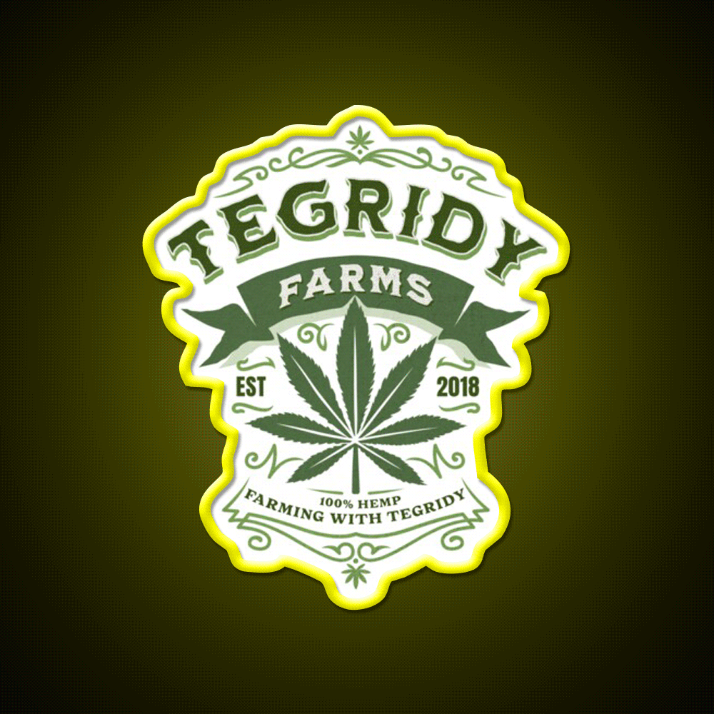 Tegridy Farms Essential Neon Sign Hemp Inspired Green Leaf Led Neon Sign Rgb Color - Custom LED neon sign front view