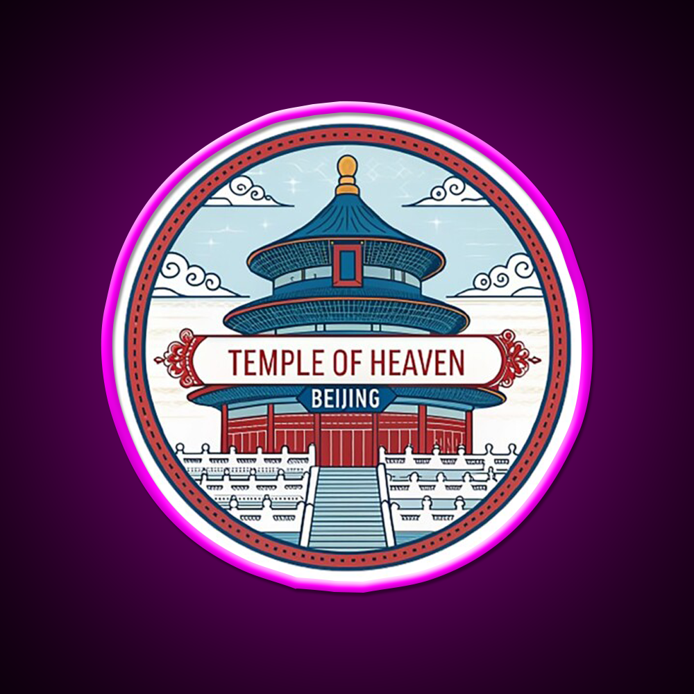 Temple Of Heaven Asian Cultural Led Neon Sign Rgb Color - Neon sign mounted on wall in room
