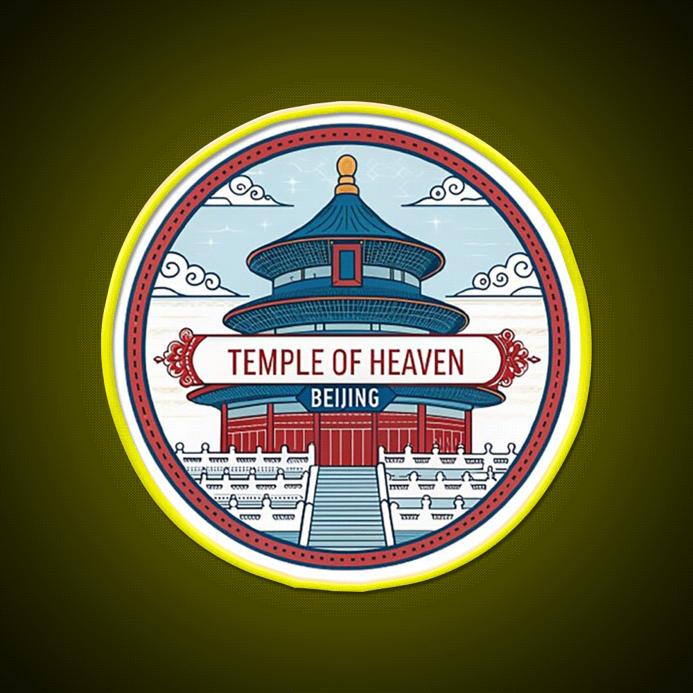 Temple Of Heaven Asian Cultural Led Neon Sign Rgb Color - Custom LED neon sign front view