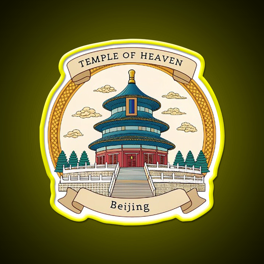 Temple Of Heaven Asian Cultural Led Neon Sign Wall Art Rgb Color - Custom LED neon sign front view