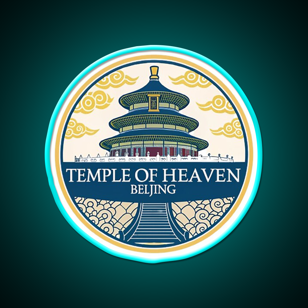Temple Of Heaven Asian Cultural Led Neon Sign Wall Decor Rgb Color - Size and dimension reference