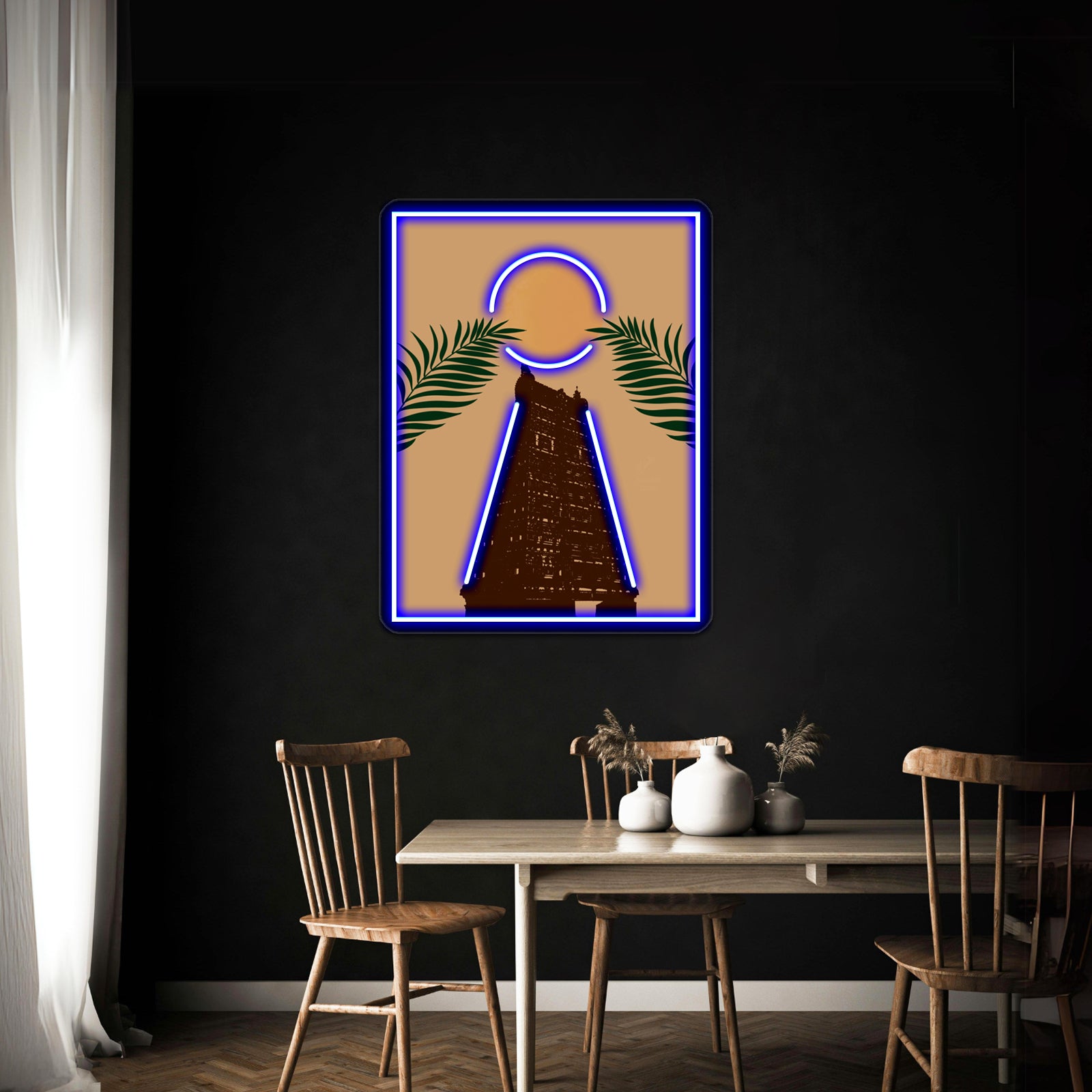 Temple Printable Art Hindu Illustration Minimalist Wall Art Wall Artwork Neon Signs | Shineneon