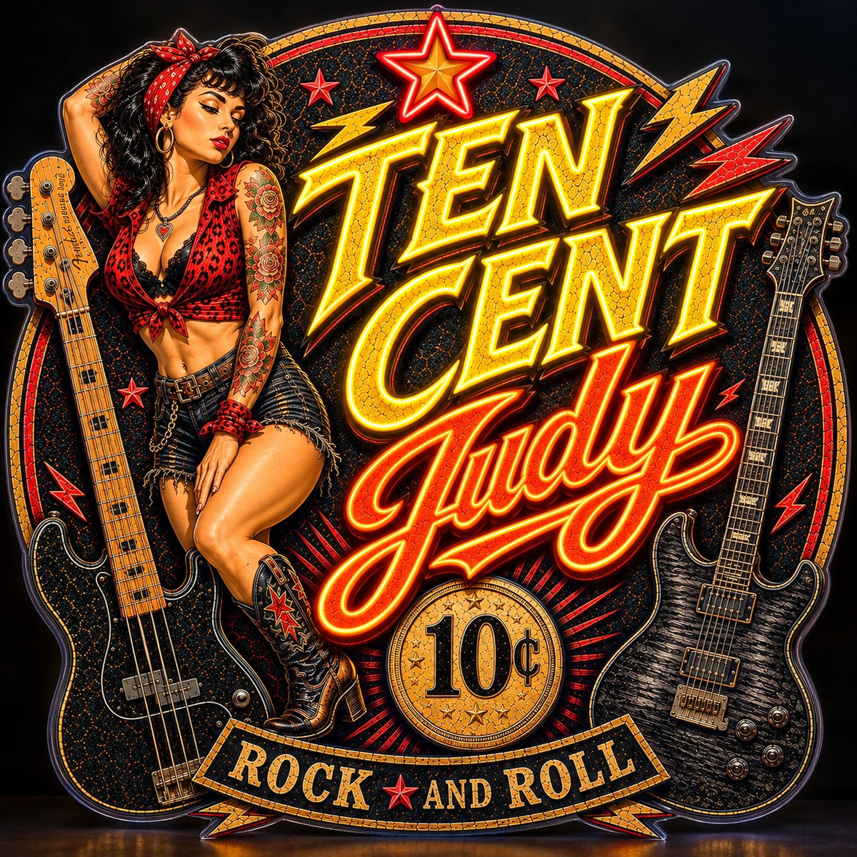 Ten Cent Judy Custom LED Neon Sign | e45f4f02d38857485b507f2ff78d3f05f97c9dc1093c42bed965952a1565d4c0 | effect