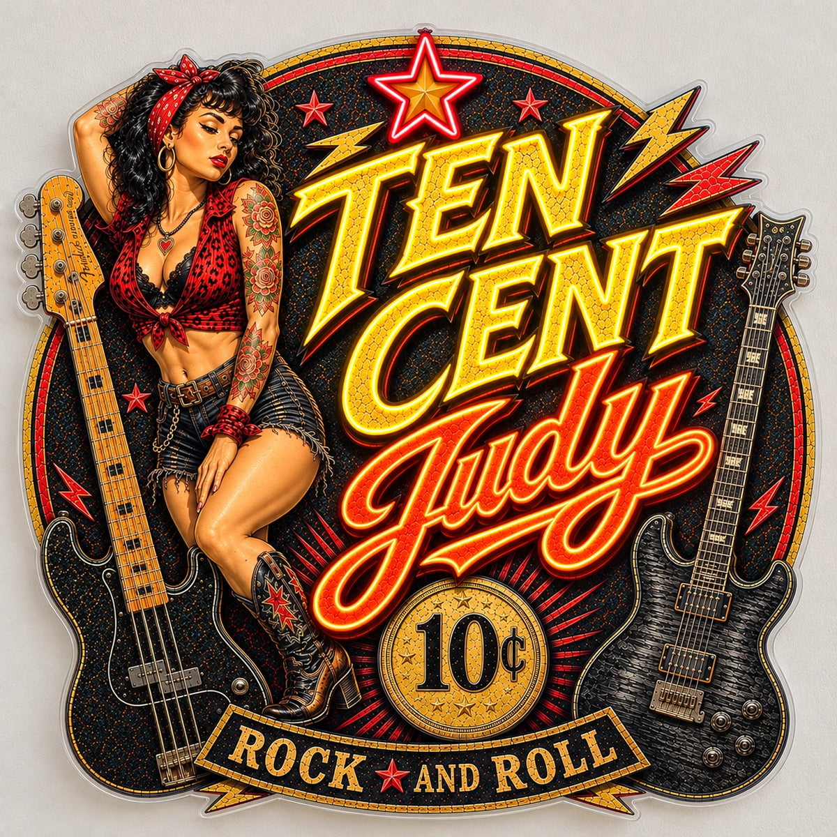 Ten Cent Judy Custom LED Neon Sign | 6179ff8281cb5d33356a064f166fd6d20f1ba8df817ebc3ab12b59725e641e7c | natural_light