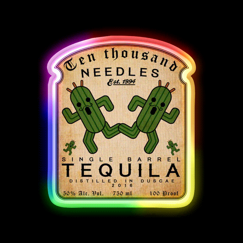 Ten Thousand Needles Tequila Party Drink Tequila Led Neon Sign Rgb Color - LED neon sign close-up detail