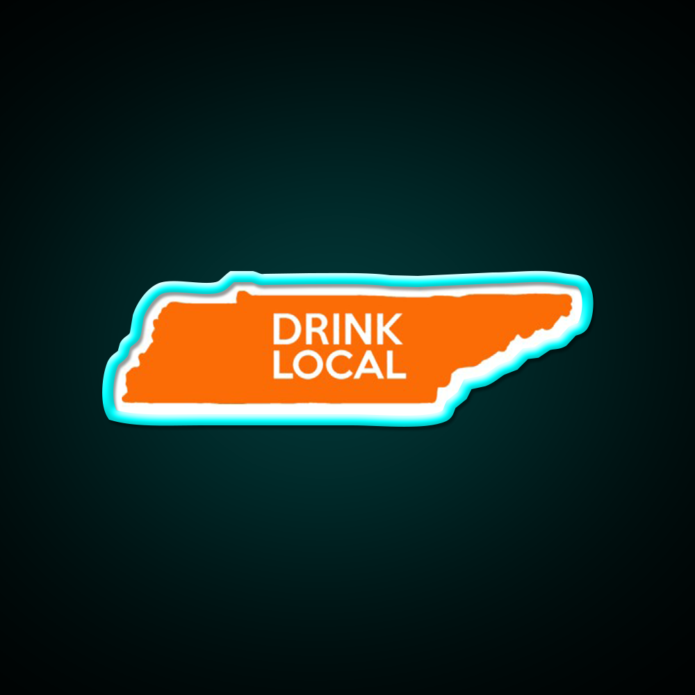 Tennessee Drink Local Tn Orange Beer Bar Decor Led Neon Sign Rgb Color - Size and dimension reference