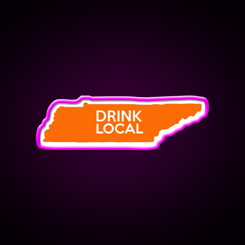 Tennessee Drink Local Tn Orange Beer Bar Decor Led Neon Sign Rgb Color - Neon sign mounted on wall in room