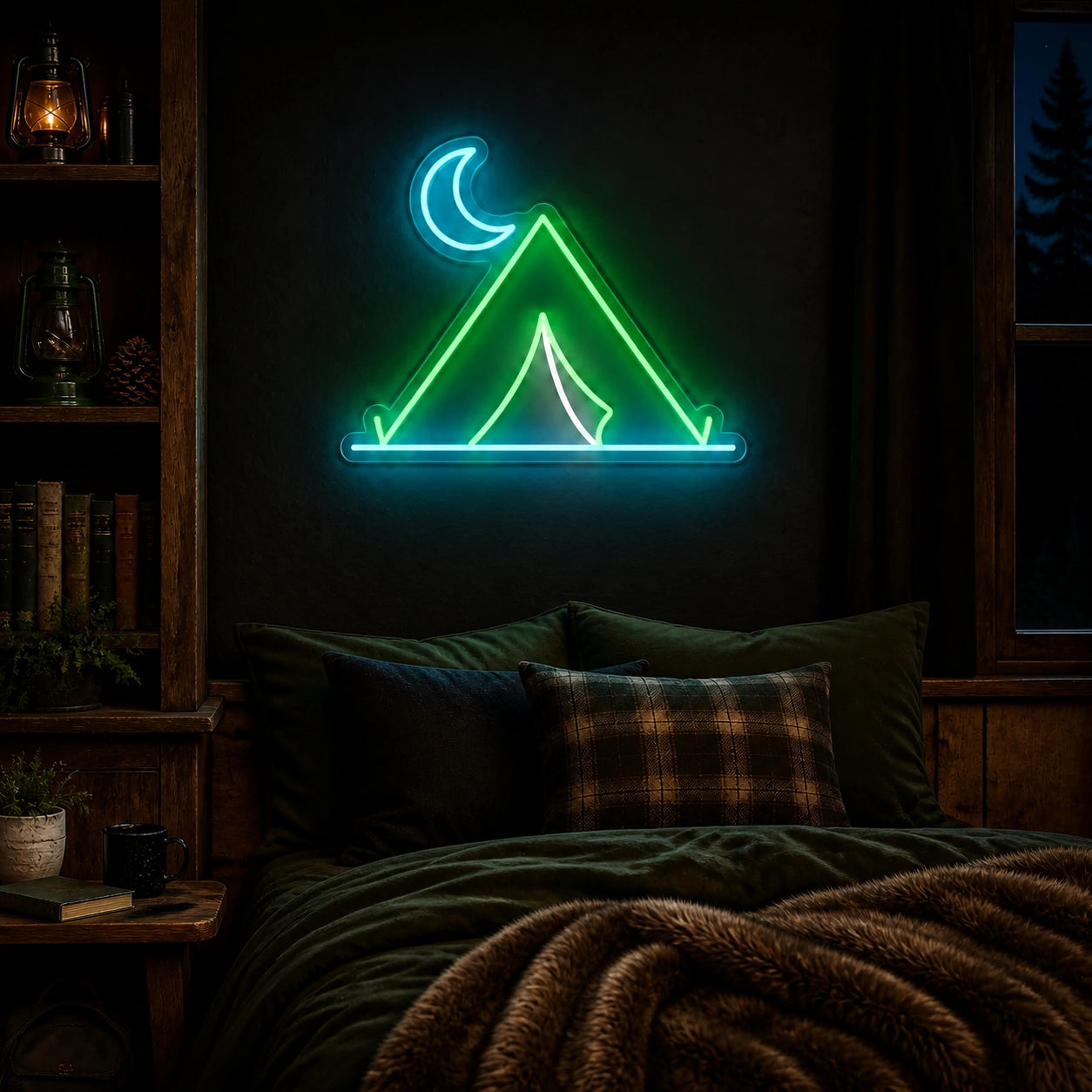 Tent Crescent Moon Vintage LED Neon Sign high-converting product image
