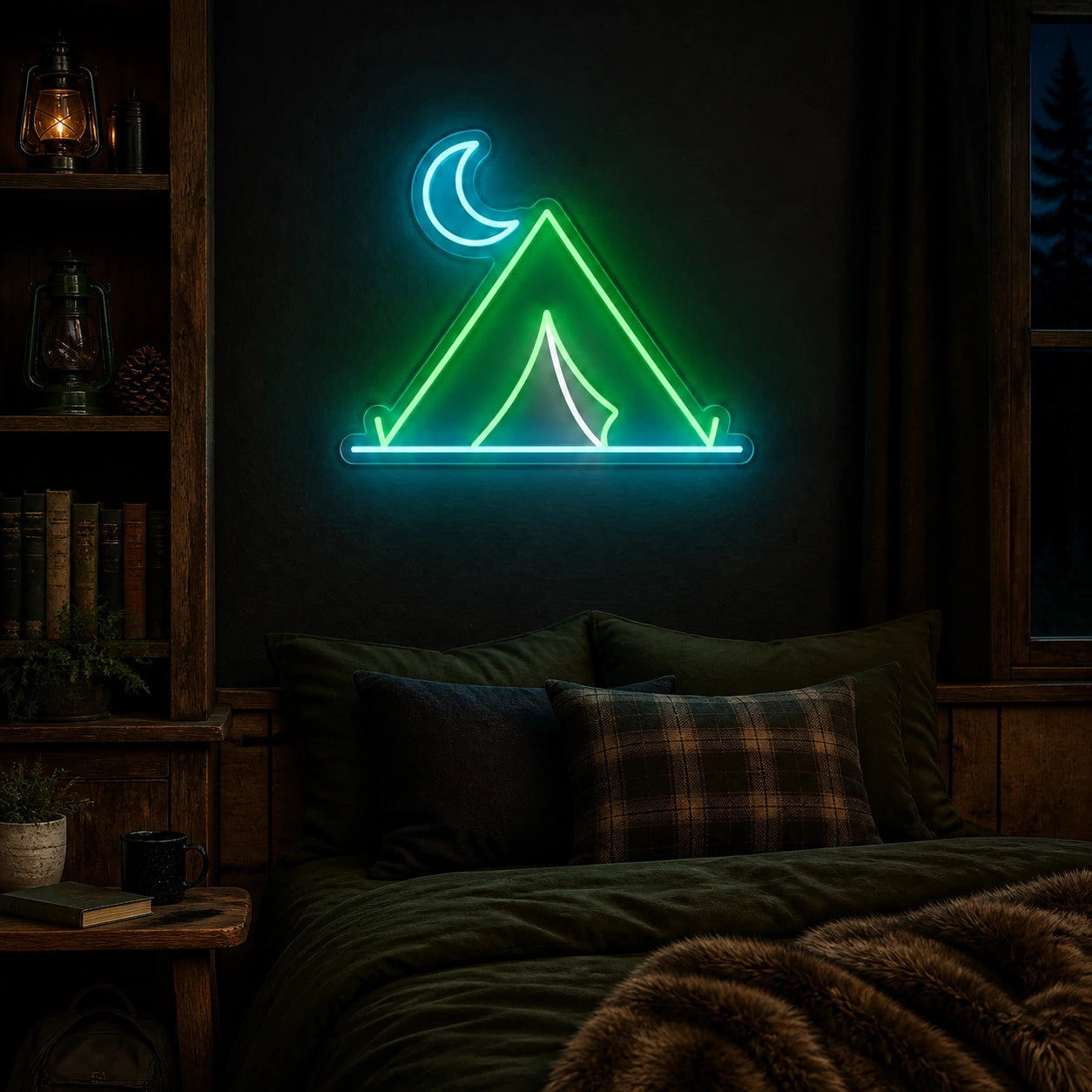Tent Crescent Moon Vintage LED Neon Sign main product image
