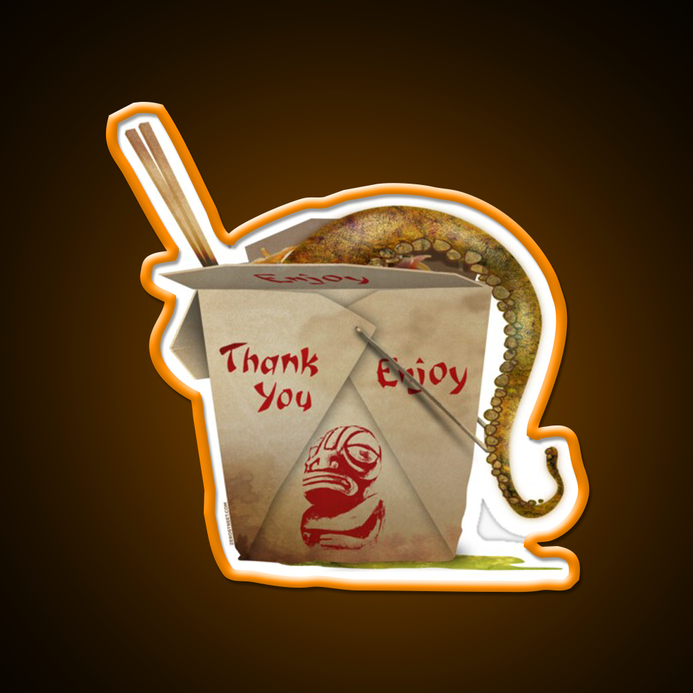 Tentacle Takeout Led Neon Sign Chinese Food Rgb Color