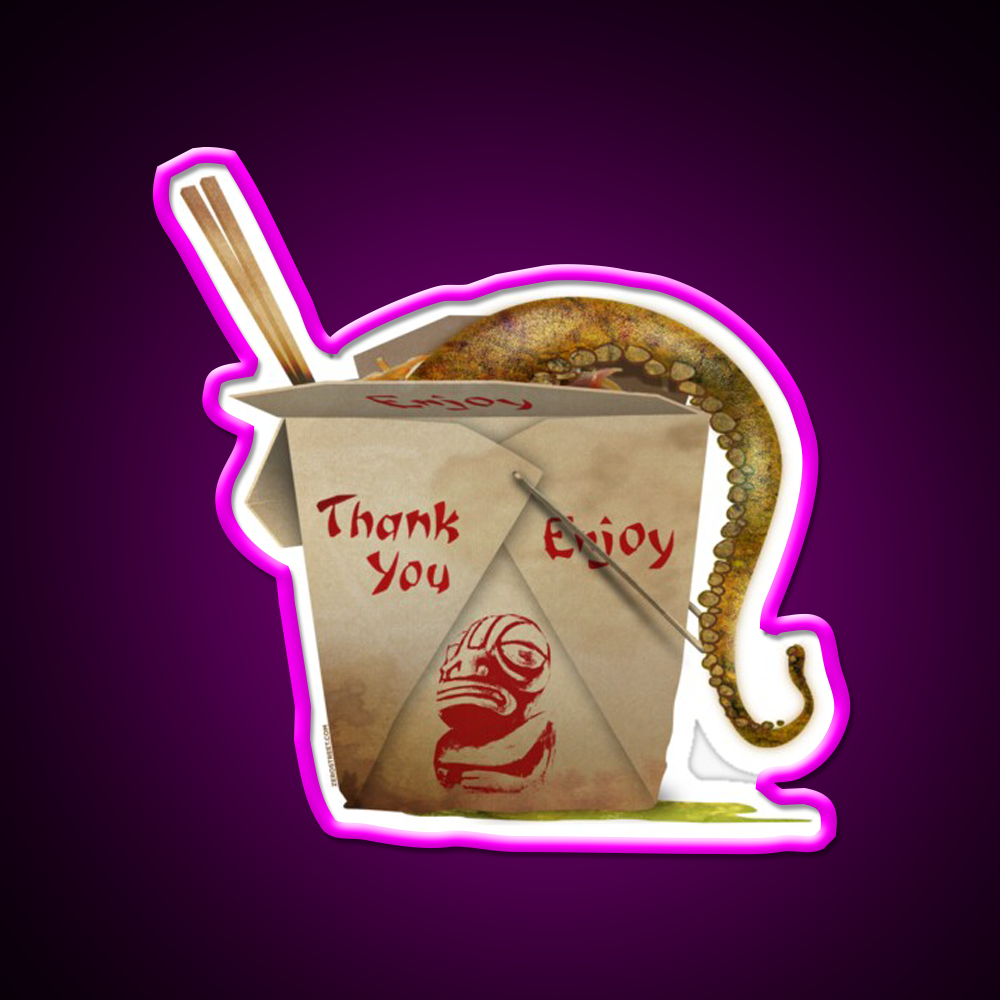 Tentacle Takeout Led Neon Sign Chinese Food Rgb Color